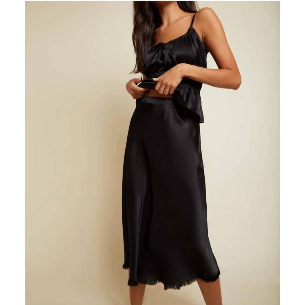 Nation LTD black Mabel satin midi skirt